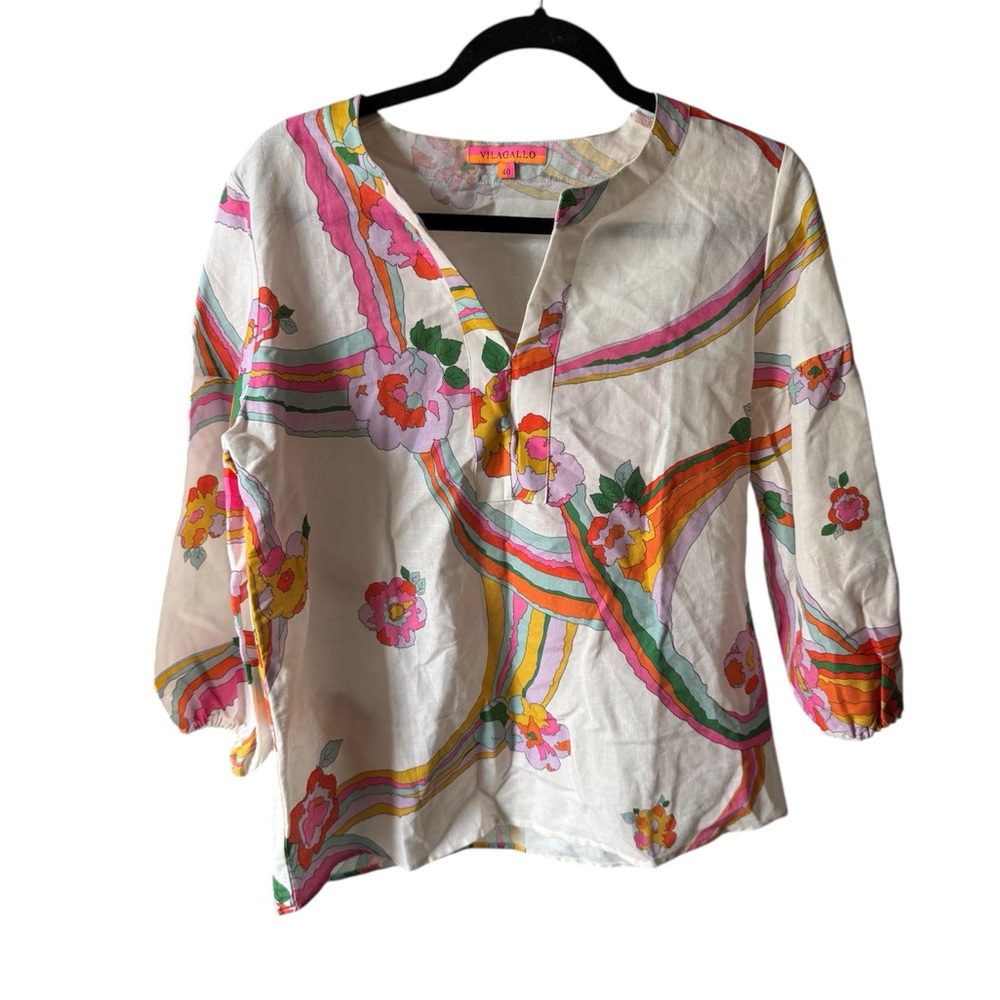 Vilagallo Colorful Floral Blouse